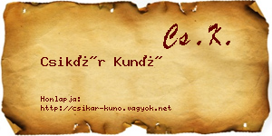 Csikár Kunó névjegykártya